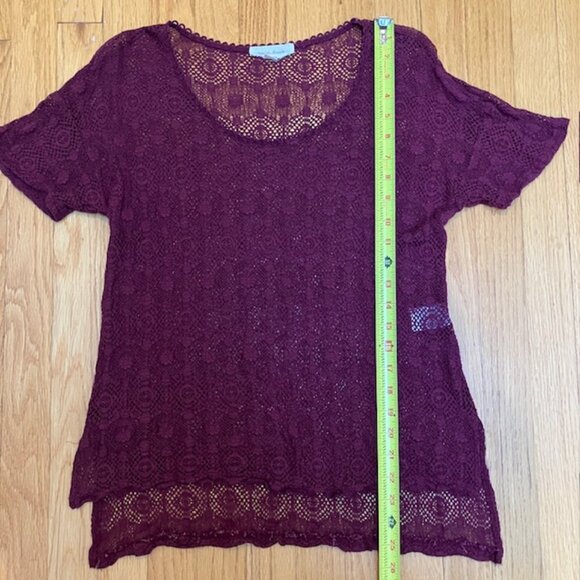 Painted Threads burgundy crochet top size S - Picture 6 of 6